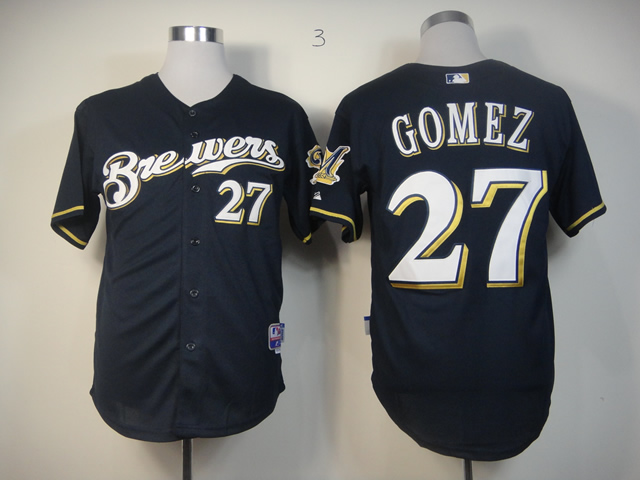 Men Milwaukee Brewers 27 Gomez Blue MLB Jerseys